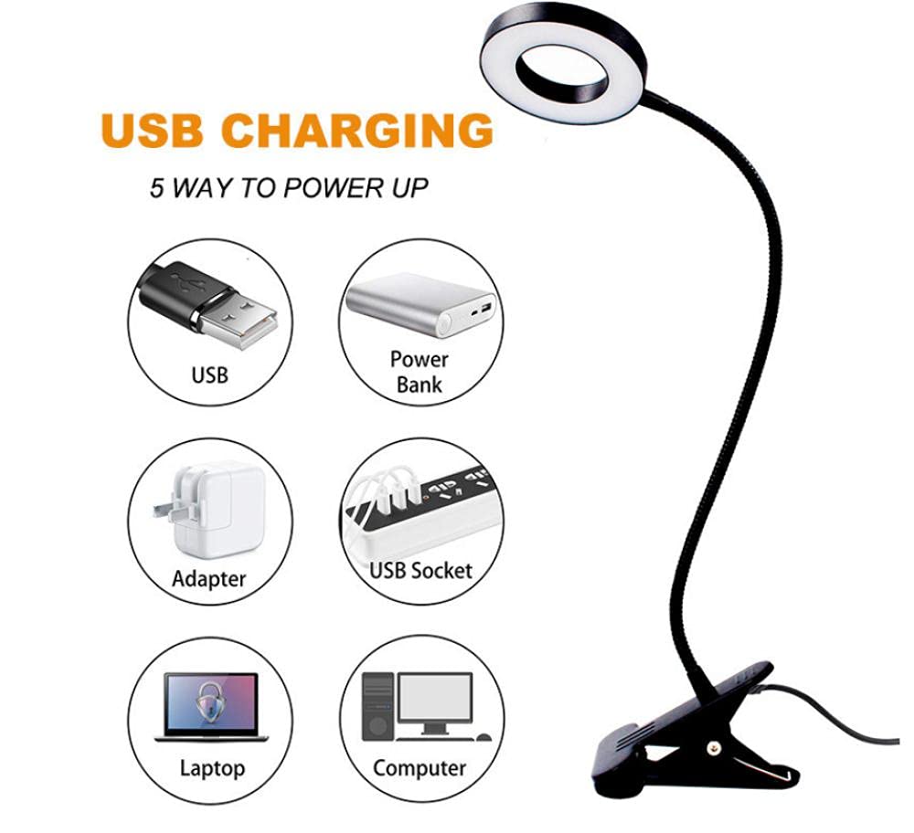 Luci A Clip Lampada Pinza Luce da Lettura Luce da Lettura Clip Lampada da Scrivania da Clip A LED USB Dormitorio per Dormitorio per Dormire per Studenti Desk Desk Universale