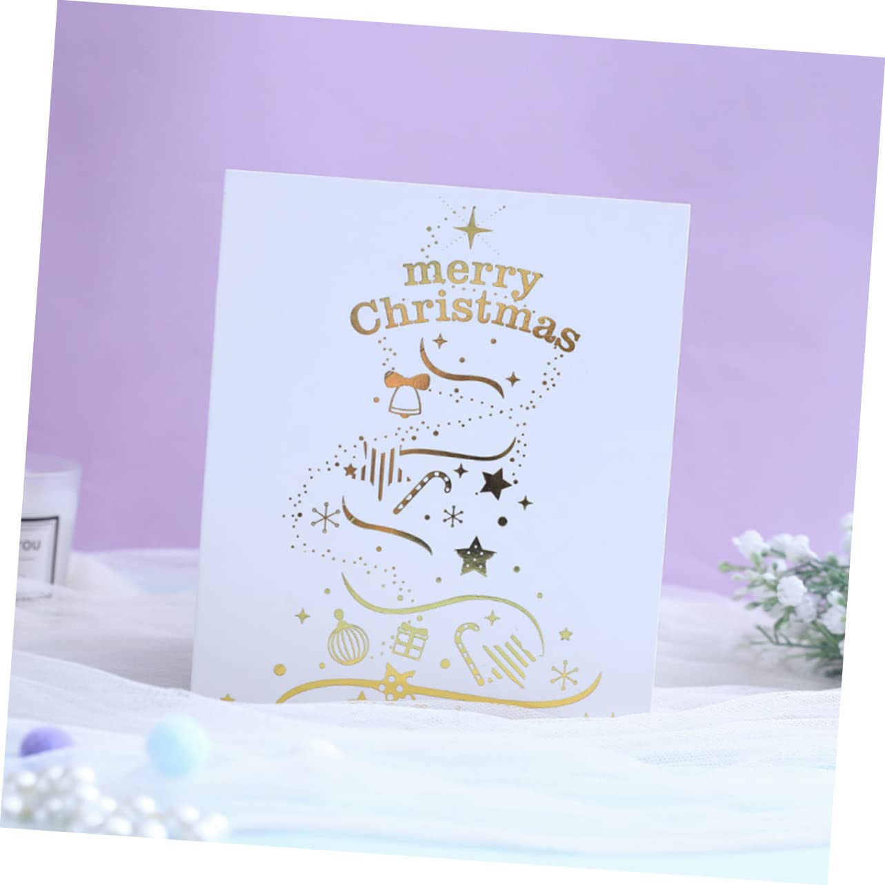 SHINEOFI 5piezas Tarjeta De Felicitación Navideña De Árbol De Navidad Diseño Para Festivo y Expresar y