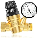 AOLINK RV Water Pressure Regulator Valve, Brass Lead-Free Adjustable Water Pressure Reducer with Gauge and Inlet Filter for RV Camper and Travel Trailer