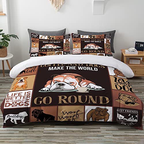 Toptree Bulldog Bedding For Kids Boys Girls Super Soft Cozy Pet Dog Duvet Cover Set For King Bed Bulldog Shorthair Pointer Bed Set Gift For Dog Lover #TOP17