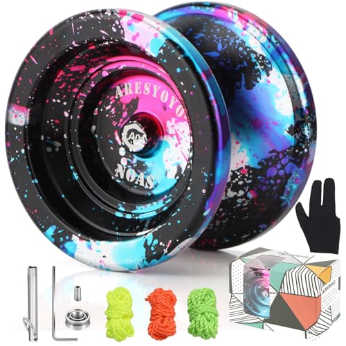 Profi JoJo für Kinder und Anfänger, Professionelles Aluminium-Jo-Jo, Zwei Sätze von Lagern, Nicht ansprechende Lager/empfindliche Lager Yo-Yo,für Anfänger und professionelle Spieler(Bunt)