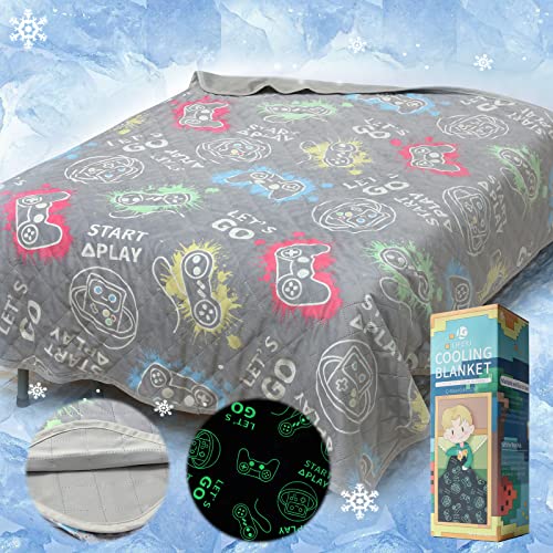 LIFEYJ Cooling Blankets for Hot Sleepers Glow in The Dark Blanket Game Controller Gift for Boy Q-Max >0.4 Cool Blanket1-10 Year Old Gamer Gift Toy Age 6-8 Easter Gifts for Kids Birthday Gift Presents