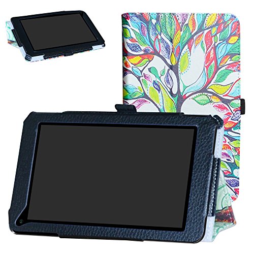 Smartab 7" HD Tablet Case,Mama Mouth PU Leather Folio 2-Folding Stand Cover for Model #ST7150 Smartab 7.0 HD Android Tablet,Love Tree
