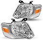 TUSDAR Headlight Assembly Compatible with 2006-2010 Ford Explorer Driver and Passenger Side (Chrome Housing with Amber Reflector)