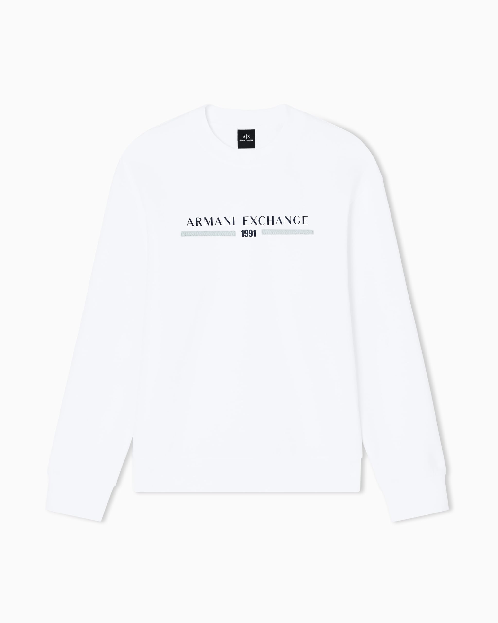 Armani Exchange Men's Long Sleeve Big Front Logo Relaxed Fit Sweatshirt, Off White, XXL, off white, XXL