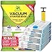 Worki do przechowywania próżniowego, 10 sztuk (3 duże + 3 duże + 2 średnie + 2 małe) wielokrotnego użytku z bezpłatną pompką ręczną do pakowania podróżnego, najlepsze torby uszczelniające na ubrania, kołdry, pościel, poduszki, koce, zasłony