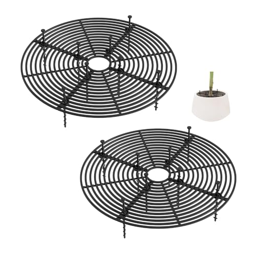 Bieiyhe 2 Piezas Protector de Macetas Negro,Protector Plantas Gatos,Cubre Macetas Interior, Rejilla de Maceta Plástico,Cubierta de Maceta de Malla,Rejilla de Protección de Plantas para Niños-30cm