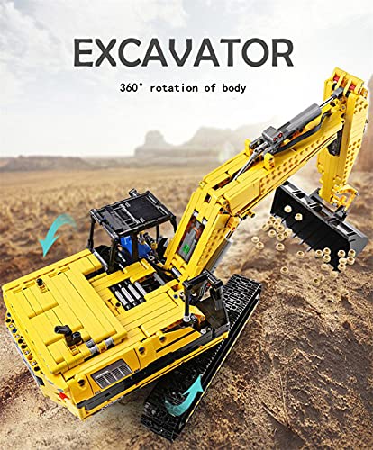 XJJY Technic Heavy-Duty Bagger Spielzeug-LKW-Modell, 1830-teiliges Baufahrzeug-Bauset 2,4 GHz/APP RC-Bagger-Bausteine… – Bild 3