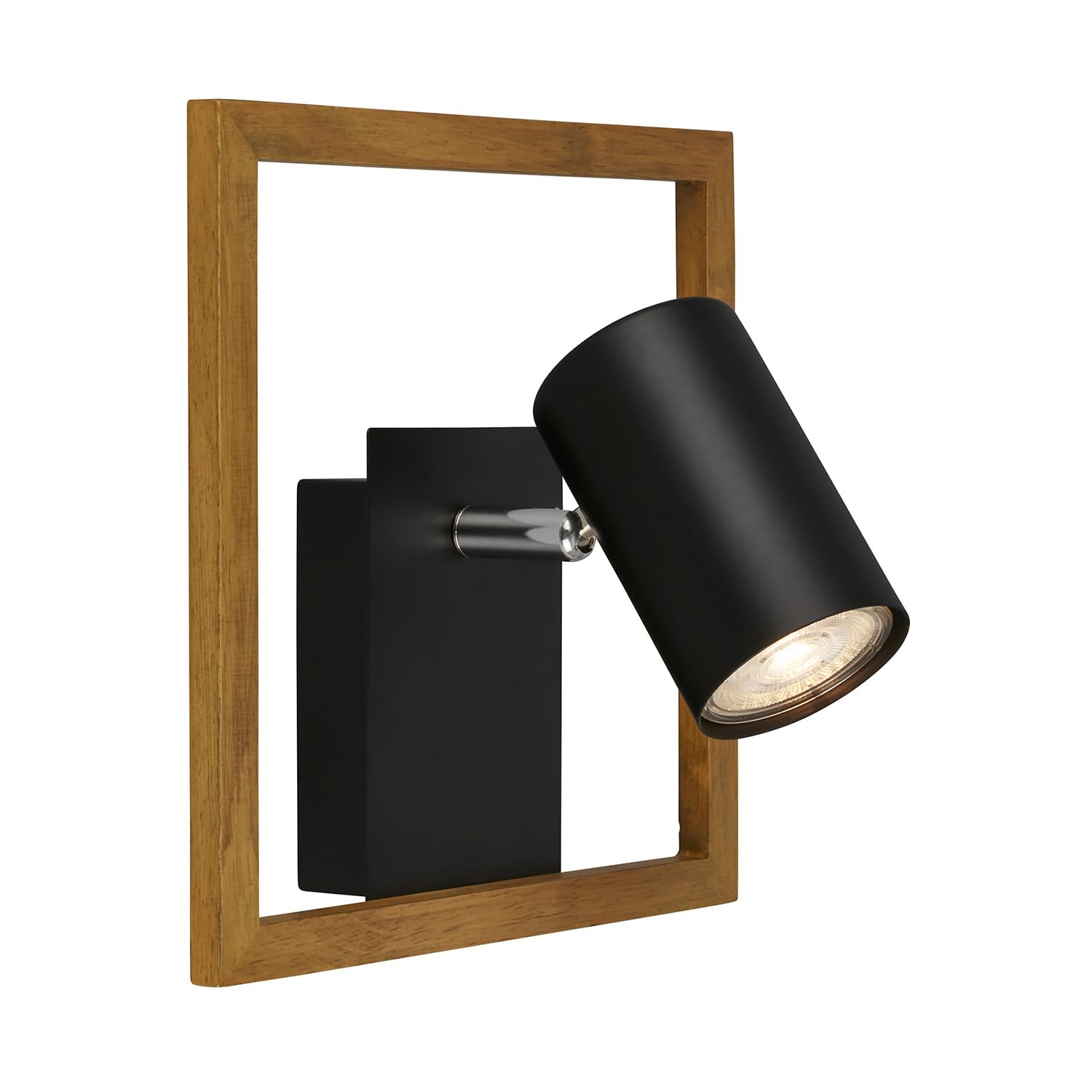 BRILONER – Leselampe, Wandleuchte Innen, Lampe, Holzrahmen, Wandlampe Innen, Schwenkbar, Wohnzimmerlampe, Schwarz-Holz