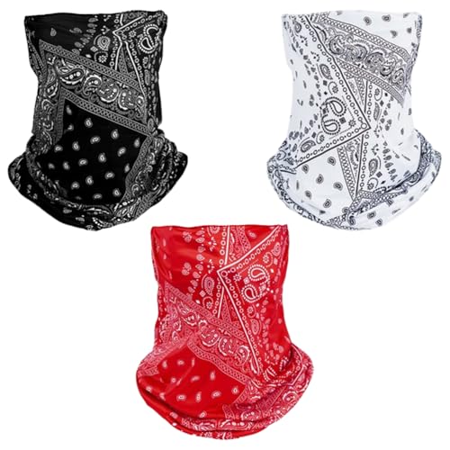 JchEnye 3-Unidades Bufanda Ice Silk Solar, Antiviento Outdoor Ciclismo Pesca Transpirable Bandana (Negro/Gris/Blanco)