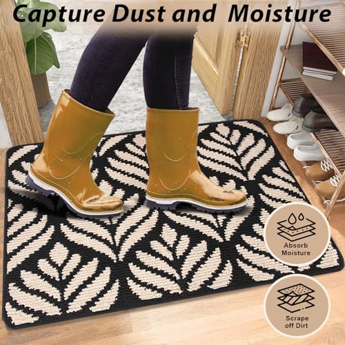 BELICOO Fußmatte Innen und Außen 50 * 80cm, Schwarz Sauberlaufmatte Türmatte, Schmutzfangmatte Waschbar, Fussmatte für Hund, Eingang, Haustür & Flur