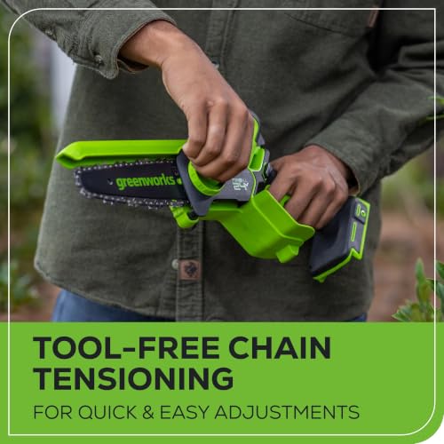 Image of Greenworks 24V 6 inch Mini Chainsaw Cordless, Handheld Electric Power Chain Saw Tool Only, for Tree Trimming and Pruning