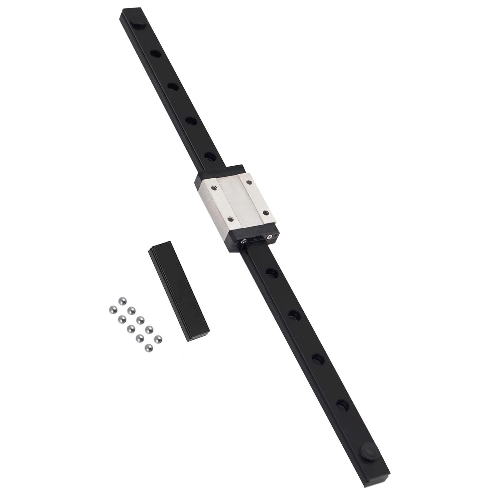 Guide linéaire MGN12 - 12 mm - Longueur : 350 mm - Revêtement noir - Rail de guidage linéaire miniature - Avec 1 bloc de chariot en acier inoxydable MGN12H - Pour imprimantes 3D DIY et machines
