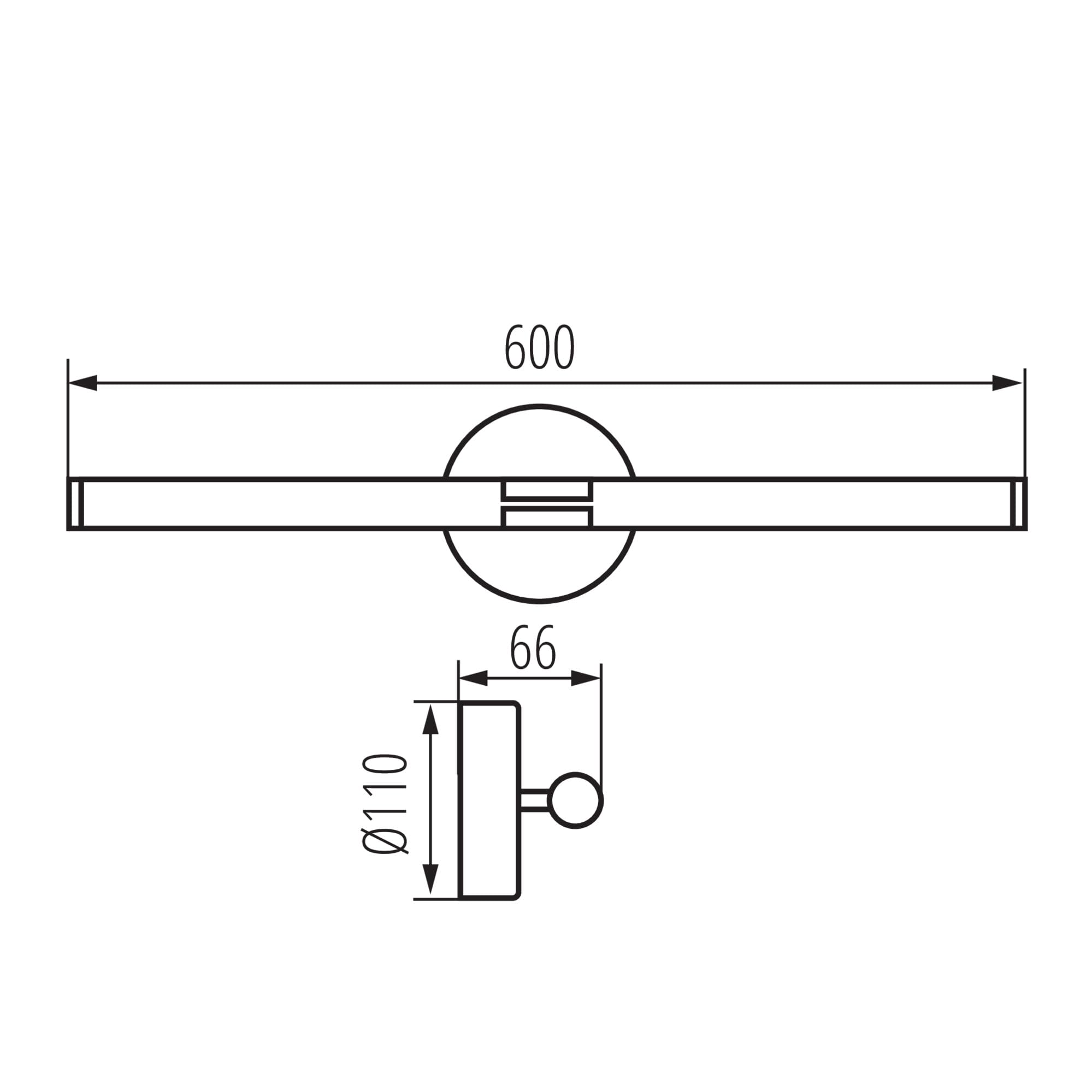 Applique miroir LED salle de bain or 60 cm – 8W – IP44 – Éclairage uniforme au-dessus du miroir – Finition dorée (seule couleur)