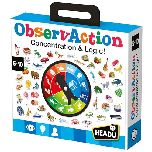 HEADU - Observaction - Concentration Et Logique ! | Jeu De Société 4 5 6 7 8 9 10 Ans, Jeu de Plateau pour Enfants, Idée Cadeau Enfants Fille Garçon, Jeu...