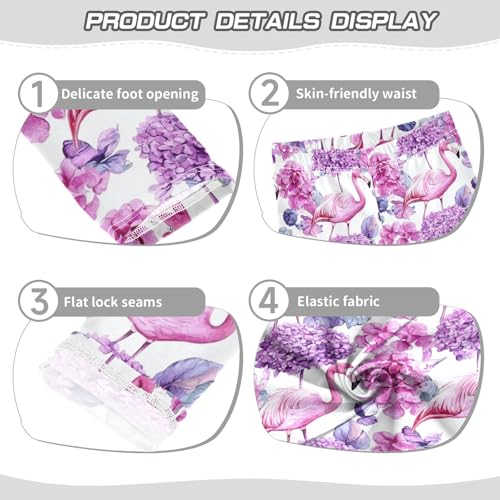 Girls Leggings Purple Flamnigo Kids Length Leggings Pants Athletic Yoga Pants Watercolor Toddler Tights Trousers 4T3