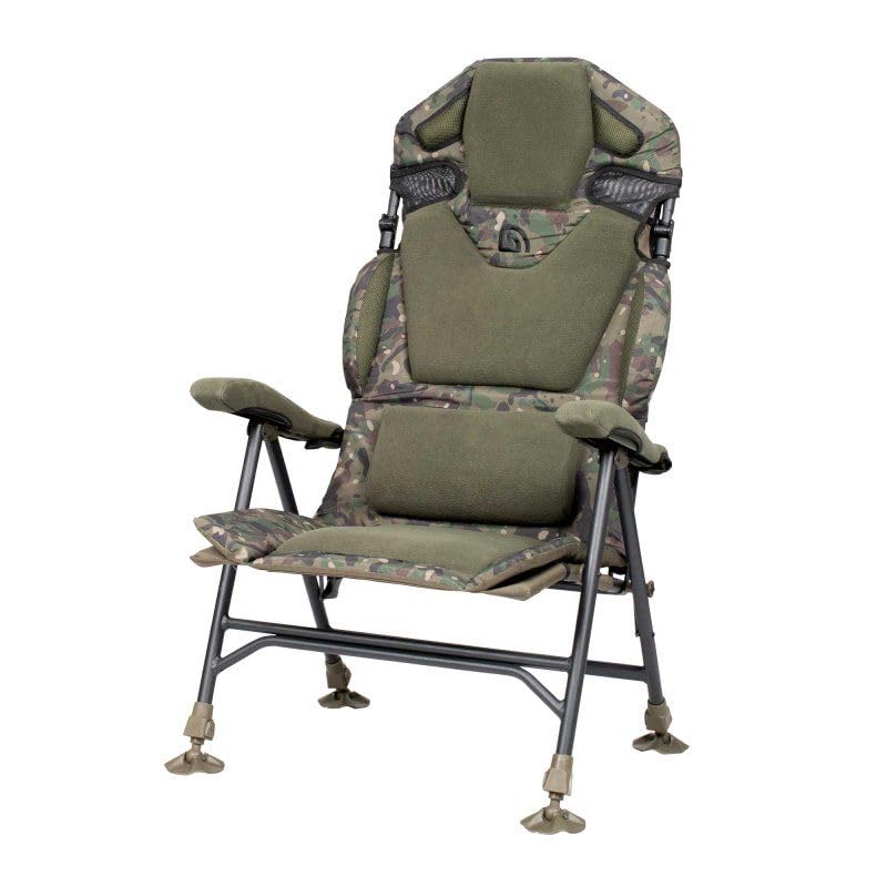 Trakker Levelite Camo Longback Recliner Chair with Adjustable Lumbar Support and Memory Foam