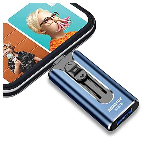 USB 3.0 Flash Drives 512GB, AUAMOZ Memory Drive 512GB Photo Stick Compatible with Smart Phone & Computers, Phone External Flash Expandable Photo Storage Drive, Take More Photos & Videos (Sea Blue)