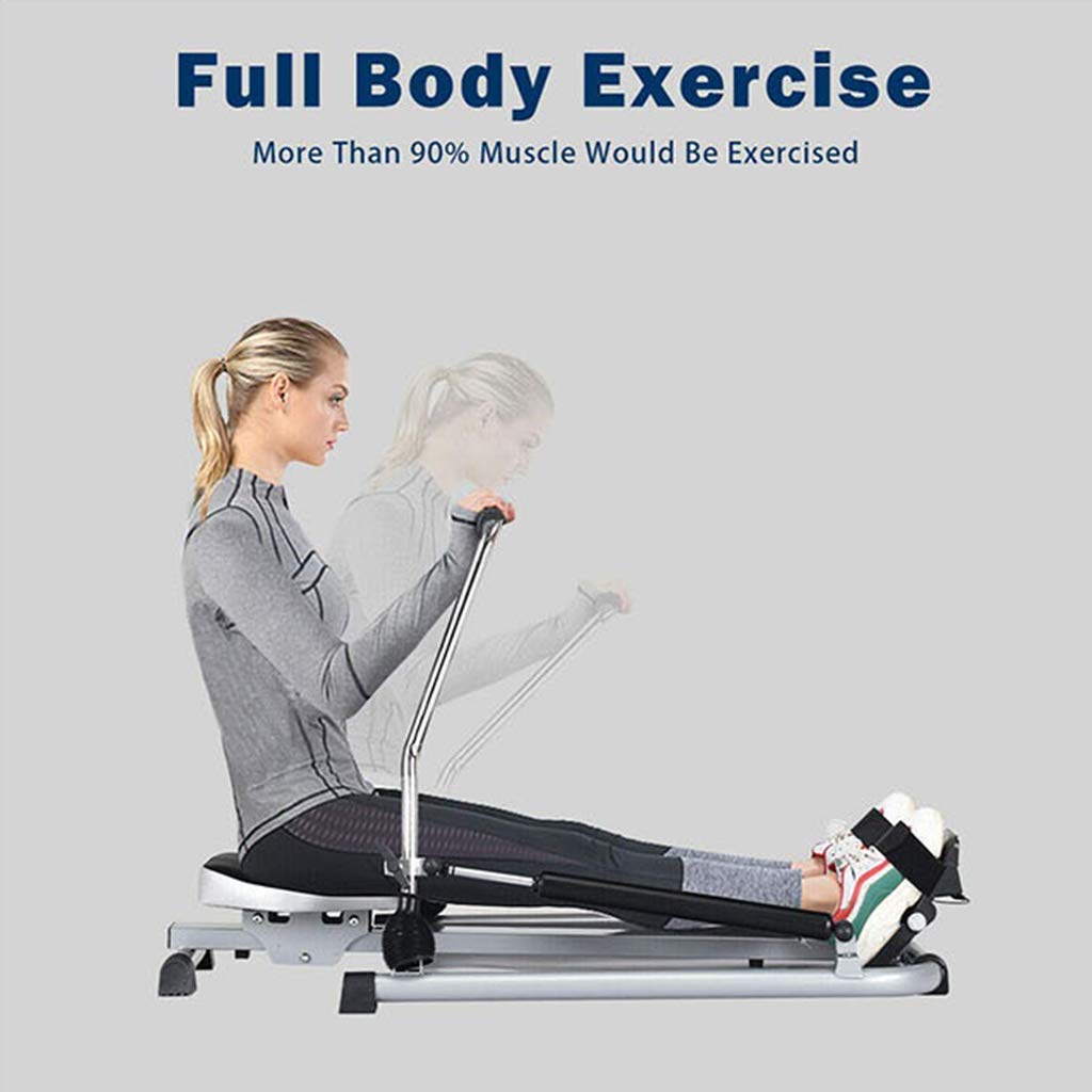 Sprzęt fitness składane maszyny do wiosłowania fitness domowa siłownia wioślarz rower W/regulowany podwójny opór hydrauliczny, monitor fitness LCD, wewnętrzny wielofunkcyjny rząd