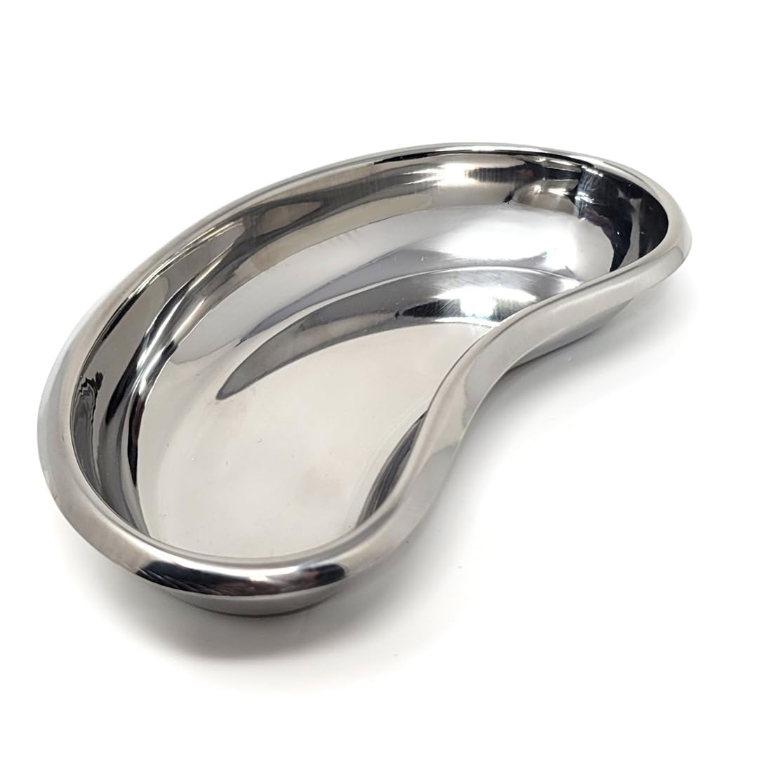 Stainless Steel Kidney Tray Emesis Basin Multipurpose Reusable Dish Round Edges Bowl Dental Lab Instrument Surgical Tray Utility Mixing Containers for Soiled Gauze Dressing Tool Organizer (6