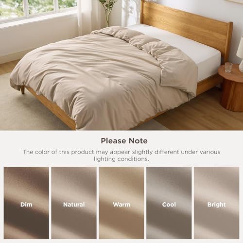 Image of Bedsure Duvet Cover Queen - Only Includes 1 Duvet Cover (90 inchx90 inch), Hotel Luxury Soft Double Brushed All Season Bedding for Kids & Adults, Zipper Closure, Light Brown (No Comforter, No Pillow Shams)