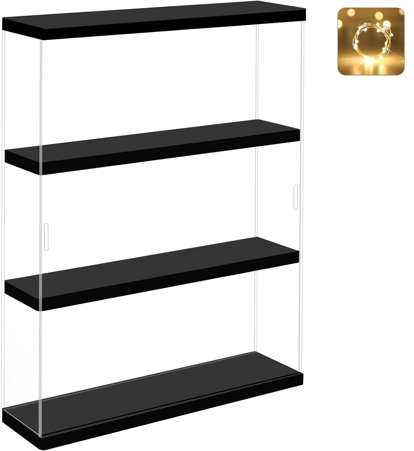 Duvinin コレクションケース フィギュアケース ディスプレイケース アクリル製 二層 (黒色 三層, 幅29.3ｘ奥行8.5ｘ高さ38cm)