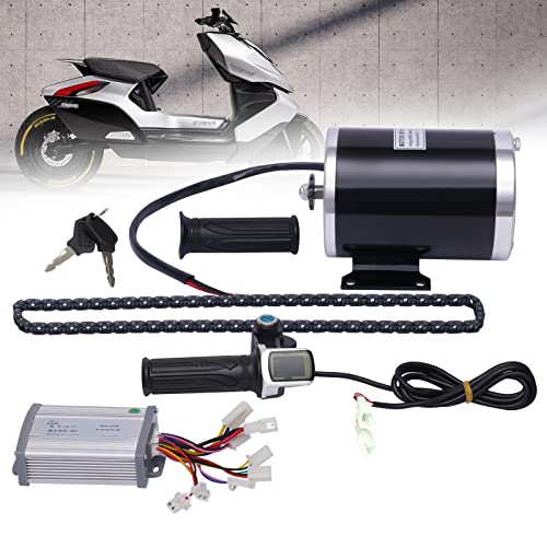 WOHAIPA 48V 1000W Brush Electric Motor Conversion Kit,w/Controller & Drive Handle&Chain & Regular Handle Cover & Keys,-Bike Cycling Motor Controller for Small Karts, Beach Bikes, Evo Scooters