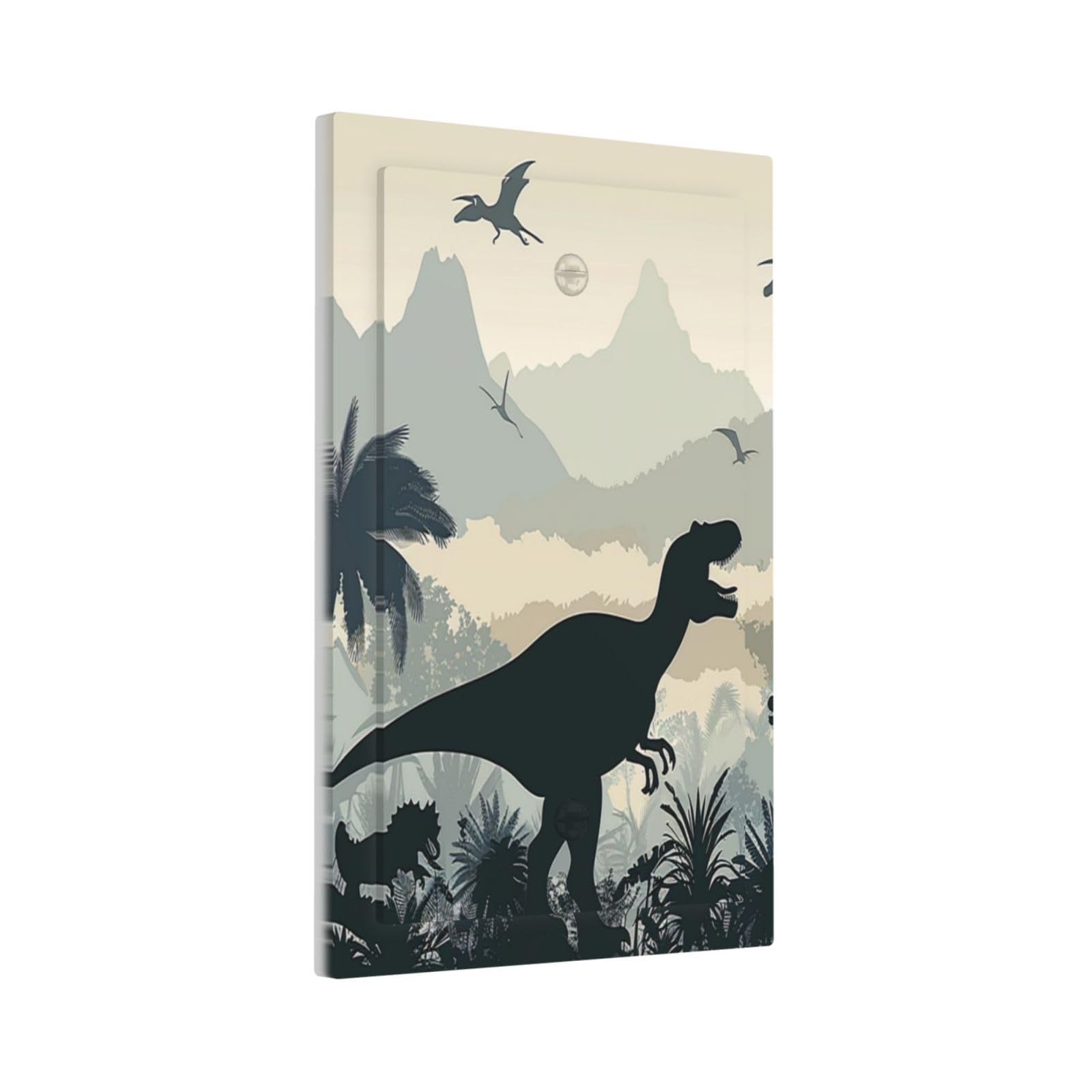 Ihsourgnitnem Light Switch Cover Plate Prehistoric World Dinosaur Cartoon Fores 1 Gang No Device Blank Electrical Wall Plates Faceplate Decorative Switch Plate for Kids Room Nursery Decor