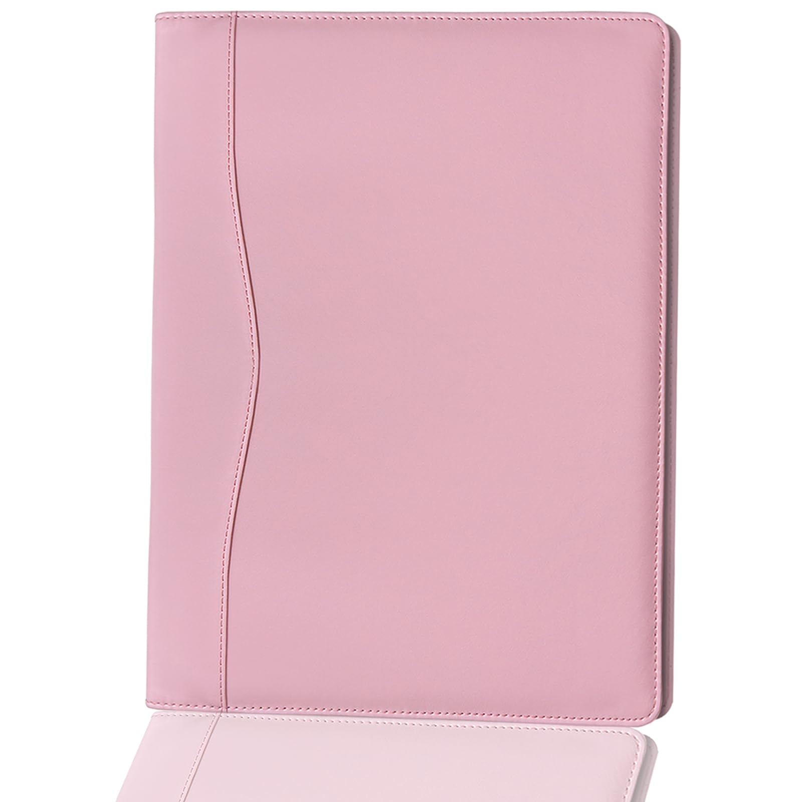 Portfolio Folder Padfolio with A4 Clipboard, PU Leather Portfolio Clipboard Business Binder Writing Clip Board Organizer for Legal Documents Business Card Men Women Pink