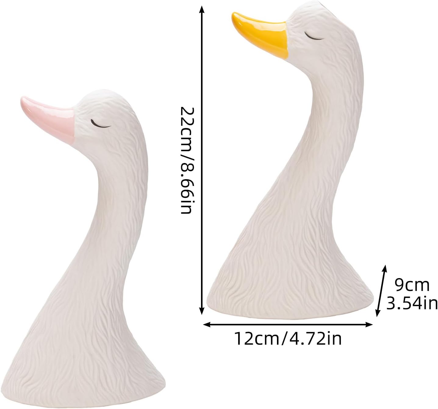 MINGZHE 2pcs Swan Ceramic Vase,Elegant Swan Shaped Vases Ceramic Flower Vase Swan Sculpture Decoration Swan Table Decorations (B)