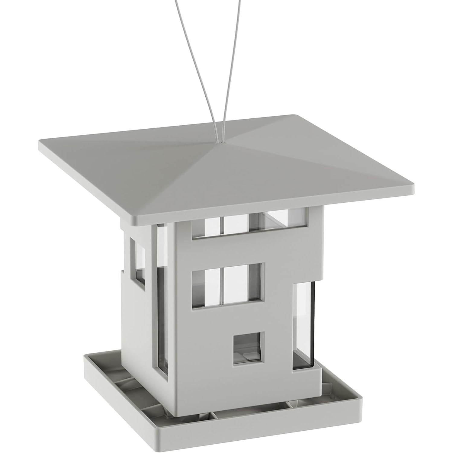 Mangiatoia per Uccelli Selvatici in Plastica Bianco 23cm con Capacità 2L - Ideale per Giardino o Terrazzo per Dare da Mangiare ad Uccellini e Altri Animali - Facile da Riempire e da Lavare