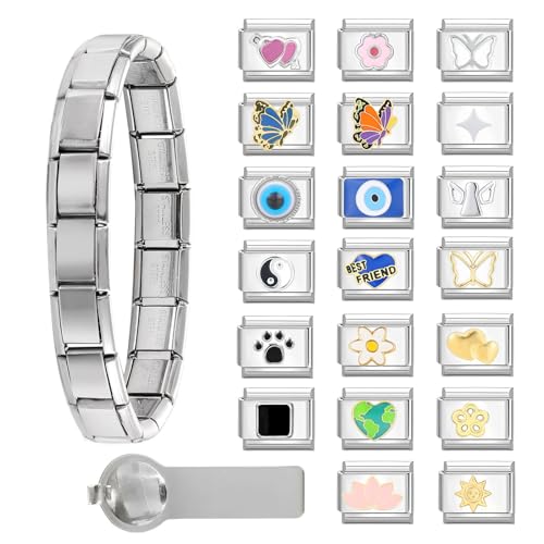 ITingstere イタリアンチャームブレスレットチャームセット ゴールドシバリーチャームブラスレット チャー...