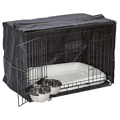 Icrate Dog Crate Starter Kit | 30-Inch Dog Crate Kit Ideal For Medium Dog Breeds (Weighing 26 - 40 Pounds) || Includes Dog Crate, Pet Bed, 2 Dog Bowls & Dog Crate Cover #TOP5