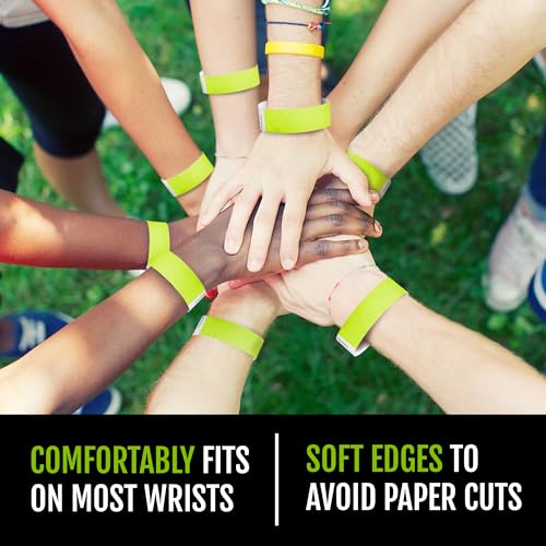 Image of 500 WristCo Lime Green Tyvek Wristbands for Events - Tamper-Proof Design & Fluorescent Color Prevent Reuse Premium-Grade Bracelets for Hospital & Medical ID, Party & VIP Identification