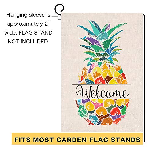 Colorful Pineapple Welcome Small Garden Flag Vertical Double Sided 12.5 X 18 Inch Summer Farmhouse Burlap Yard Outdoor Decor #TOP5