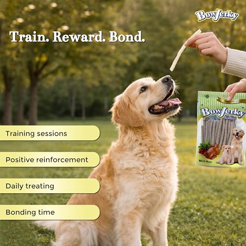 Image of Chicken Dog Treats, High Protein Jerky Sticks, Milk Flavour, 200gm, Pack of 5