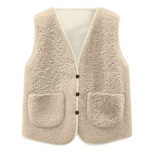 Girls Sherpa Vest Sleeveless Fleece Jacket Fuzzy Warm Outerwear Full Zip Winter Vests Lightweight Soft Clothing
