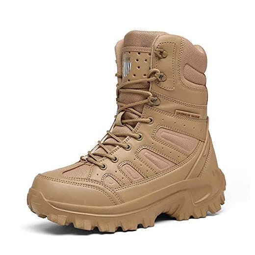 Bititger - Botas de desierto militares de piel, impermeables, con cremallera, botas tácticas y de combate para hombre, para patrullas, de seguridad, para policías, color Beige, talla 42 1/3 EU