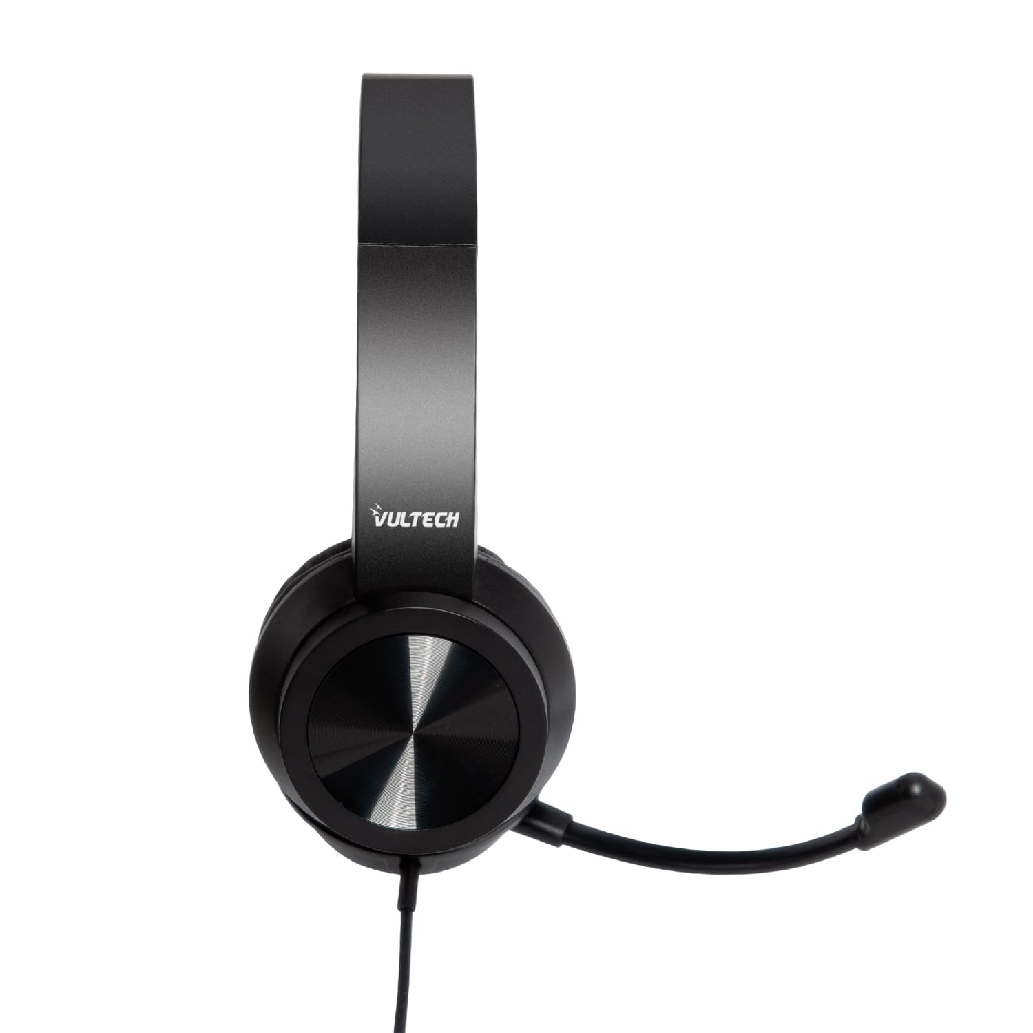 VulTech HS-03 Cuffie On-Ear USB Nero con Microfono con archetto regolabile con controller volume e muto, per PC, ufficio, Computer, Portatile, Laptop, Macbook, Teams, Meet, Zoom - Headset