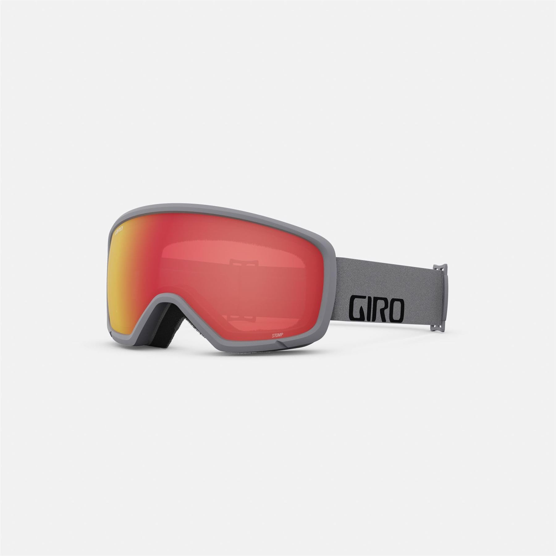 Giro Stomp Kids Ski Goggles - Snowboard Goggles For Youth Boys & Girls - Wordmark Strap With Scarlet Lens Grey/Amber