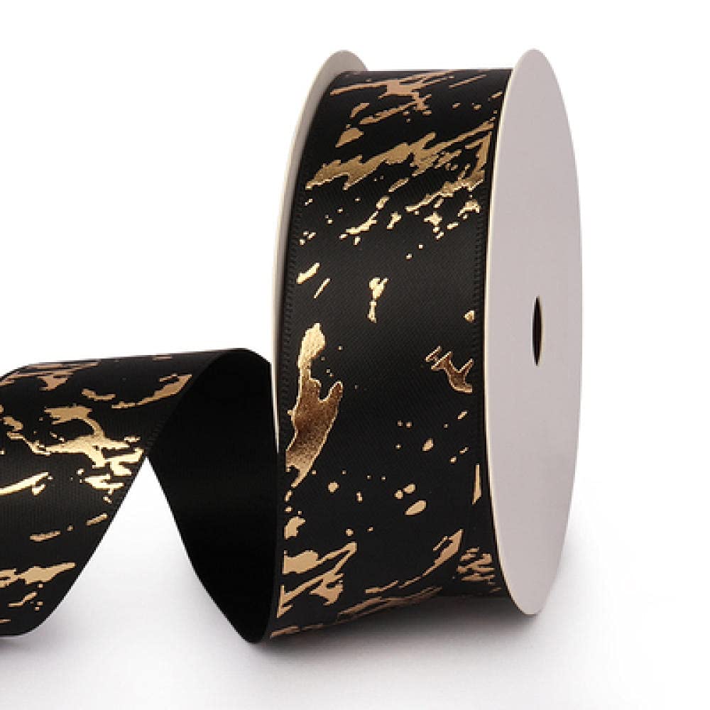 Ribbons For Gift Wrapping Ribbon For Fabric Satin Ribbons 25Mm Prezent Marmurkowy/Pęknięcie Satynowa Wstążka Złota Folia Tłoczenie Dla Domu Wystrój Prezent Diy Ręcznie Robione Włosy Łuki Materiału W