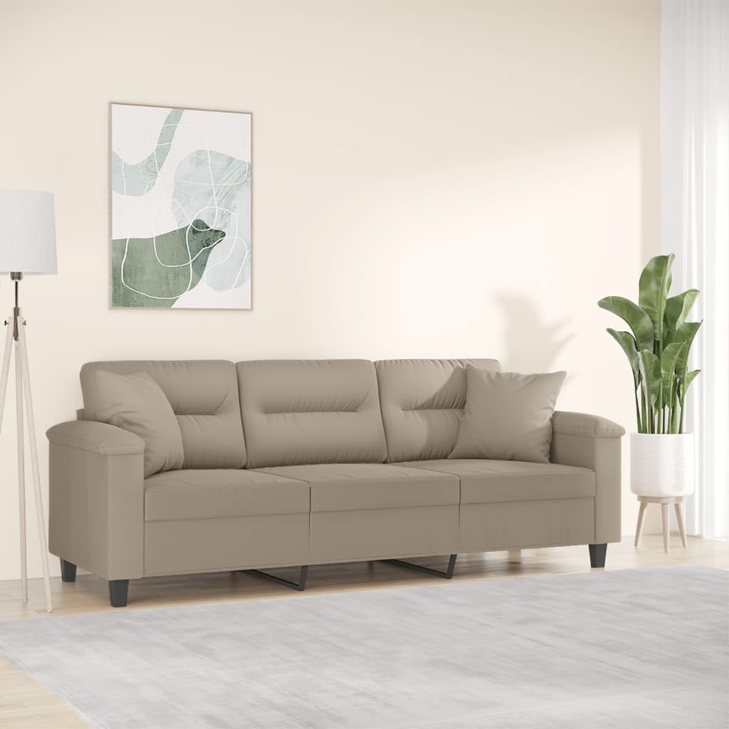 Divano Moderno 3 Posti con Cuscino Tortora in Tessuto Microfibra 180 cm Allungabile con Funzione Sleep Relax Cassapanca Letto per Soggiorno Ufficio Lounge Design Scandinave