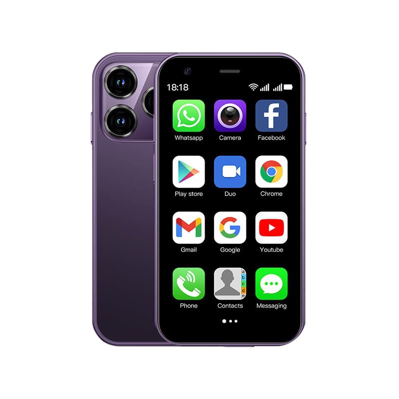 CatCalls Mini Smartphone Unlocked 4G Mobile Phone, 3.0 inches,32GB【Expandable up to 128GB】,Dual SIM Dual Camera, Android 10.0,Support WiFi Bluetooth Backup Phone (XS15-Purple)