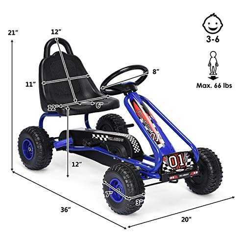 image for Costzon Go Kart for Kids, 4 Wheel Pedal Powered Go Cart with Adjustabl