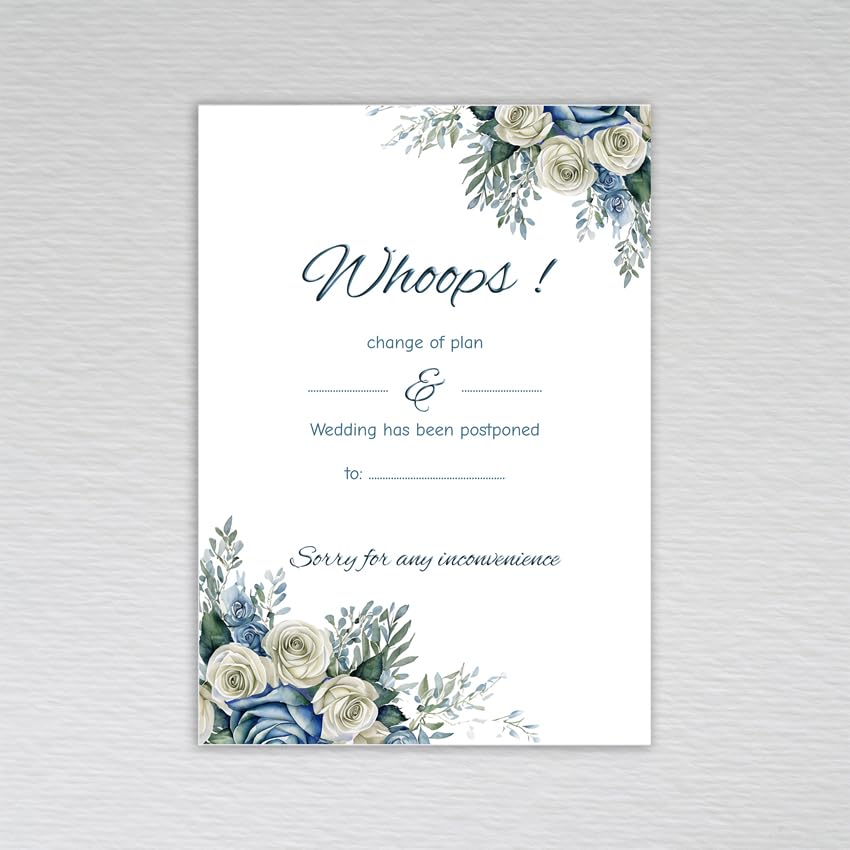 Pack of Change the Date Cards: Dusty Blue Wedding Postponal Cards (Pack of 50 without Envelopes)