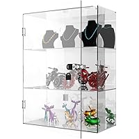 Clear Acrylic Countertop Display Case: Showcase with Lock & Mirror - Detachable Display Cabinet for Figures Rock Collectibles