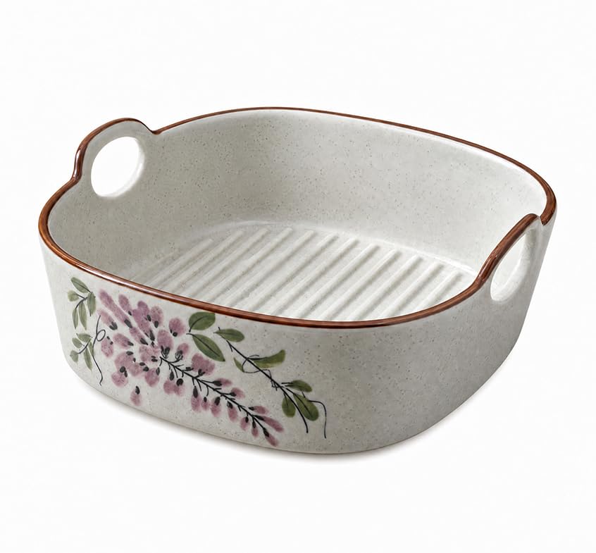 Ceramics Baking Oven Dishes,Baking Tray Ceramic, 9.5'' Lasagne Dish,17.6cm Rectangular Oven Dish with Handles,Lasagna Casserole Pan, Small Oven Dish Roasting Tray Safe & Microwave Safe