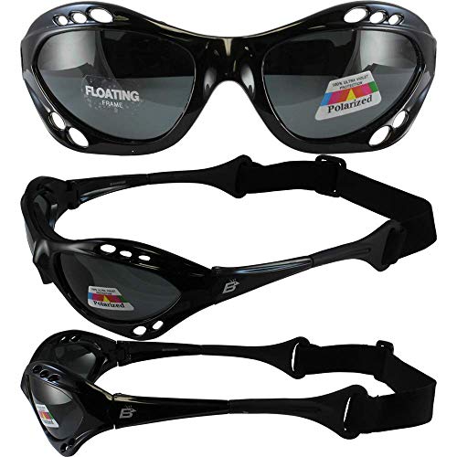 2 Pair Birdz Seahawk Polarized Sunglasses Floating Jet Ski Goggles Sport Kite-Boarding, Surfing, Kayaking,1 Black with Blue Lenses and 1 Black with Smoke Lenses - Thumbnail 2