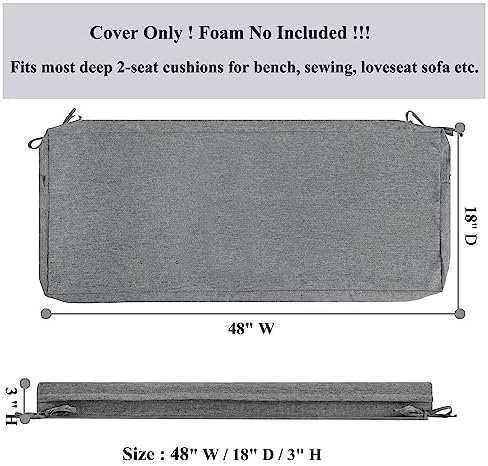 Miniatura 6 de FUNHOME Fundas de cojín de banco para exteriores, 42 x 18 x 3 pulgadas, sin relleno. Fundas de cojín de repuesto para muebles de exterior,