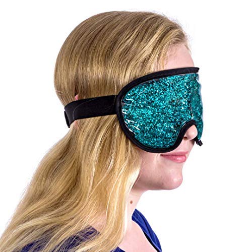 Eye Compress, Medical Eye Mask, Hot & Cold Therapy for Puffy Eyes, Tension, Sinus and Migraine Relief, Adjustable Strap for Men and Women, Plush Backing, Reusable, Freezer and Microwave Safe